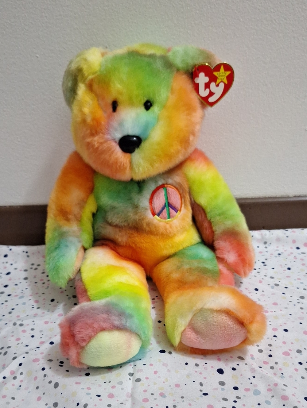 Peace TY BEANIE BUDDY Bear Plush